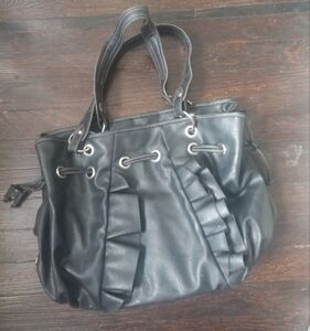 Genna de Rossi Women’s Black Top Handle Shoulderbag Purse Double Medium Zip...